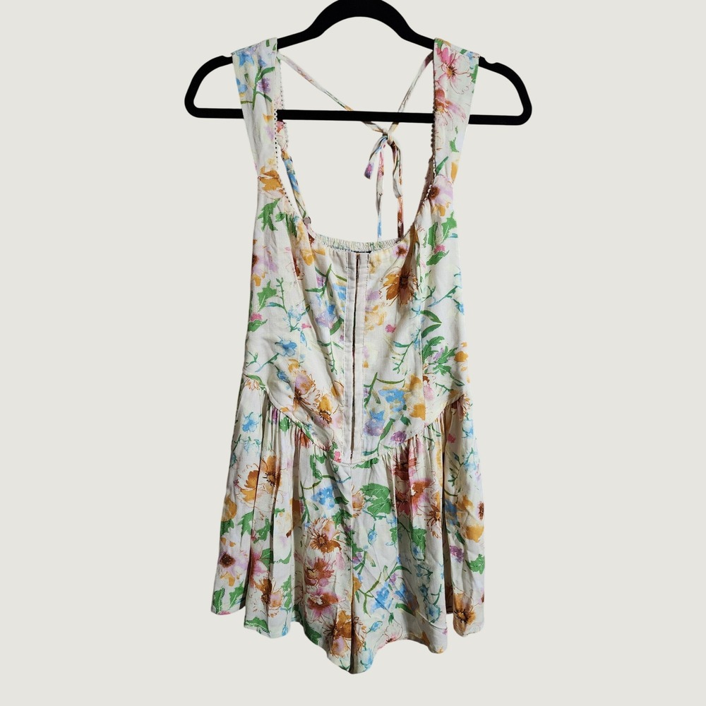 Wild Fable Romper Corset Hook Eye Floral XS Light Yellow Multi